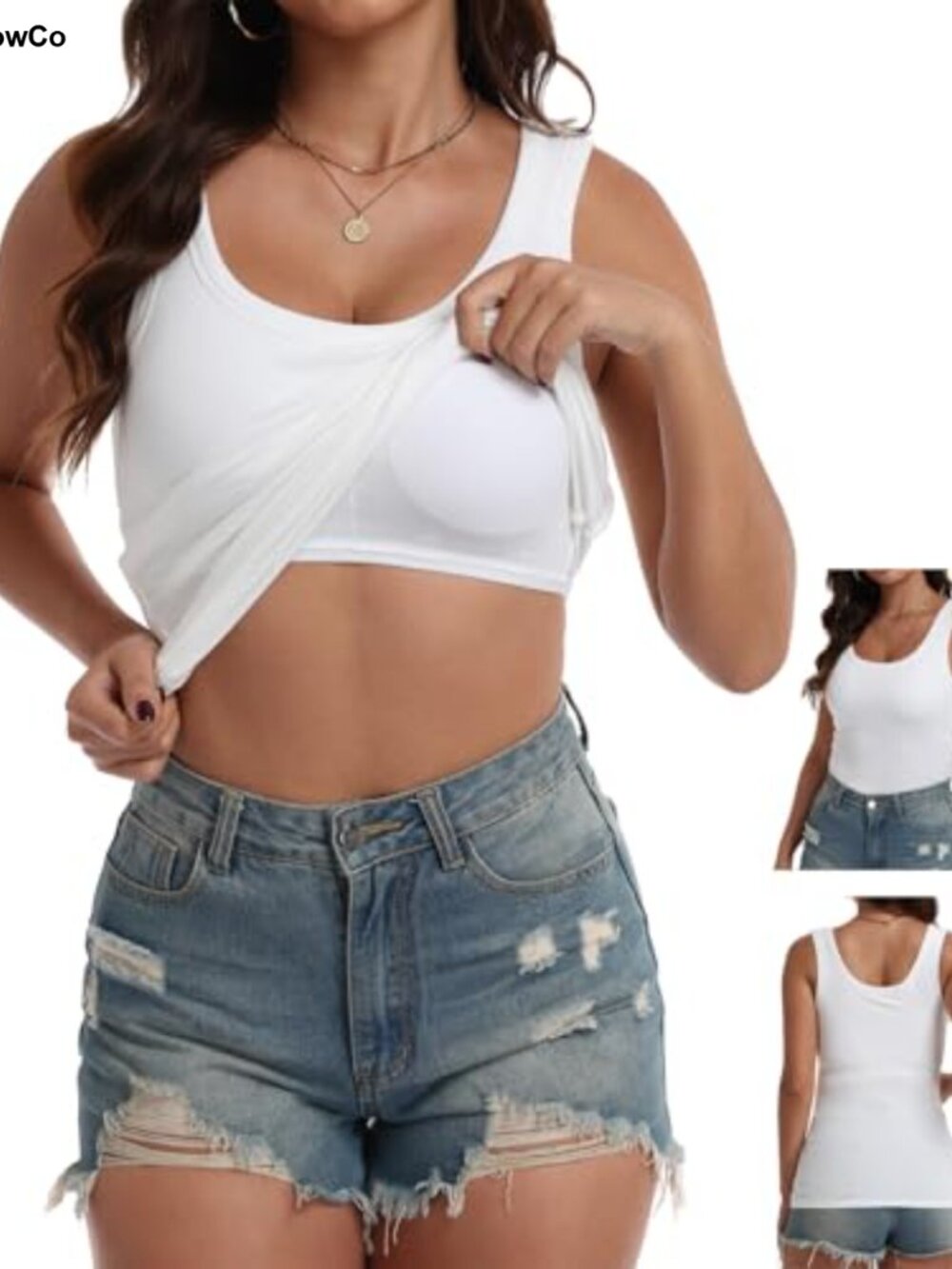 Women's Ribbed Racerback Tank Top Built-in Bra Sleeveless Cami